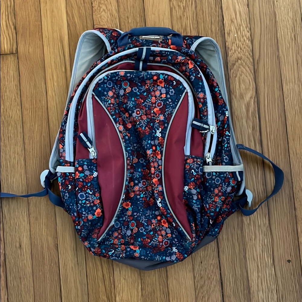 Garnet Hill Kids Floral Backpack with Red and Blue